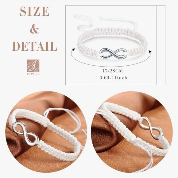 Infinity Men Women Braided Handcrafted Bracelet Bangle Rope Adjustable - Picture 4 of 9